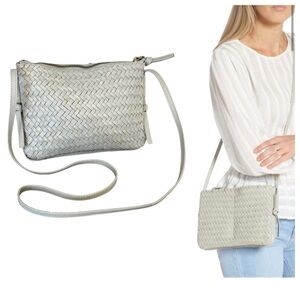 Madewell the knotted crossbody bag woven leather ashen sage green